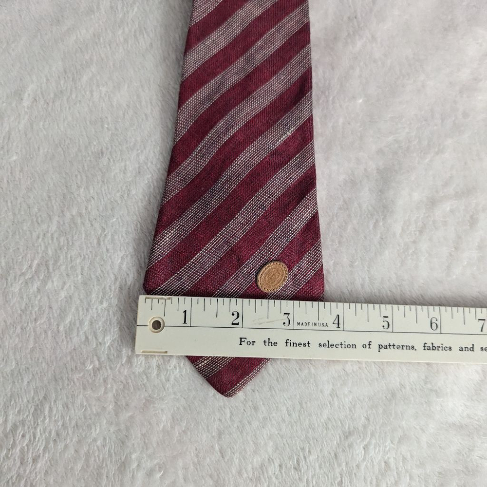 Gucci Vintage Burgundy & White Striped Tie - Picture 2 of 11